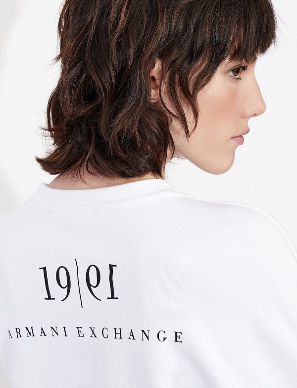 ARMANI EXCHANGE – Felpa Donna con Logo Fronte-Retro Bianco