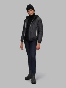 BLAUER-PIUMINO DONNA LISCIO INTERNO IN PELLICCIA ECO AMBER-Nero