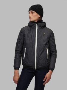 BLAUER-PIUMINO DONNA LISCIO INTERNO IN PELLICCIA ECO AMBER-Nero