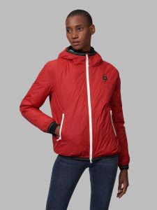 BLAUER-PIUMINO DONNA LISCIO INTERNO IN PELLICCIA ECO AMBER- Rosso