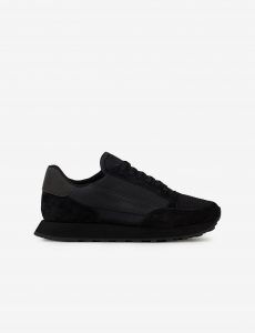ARMANI EXCHANGE-SCARPE UOMO in suede con inserti in mesh NERE