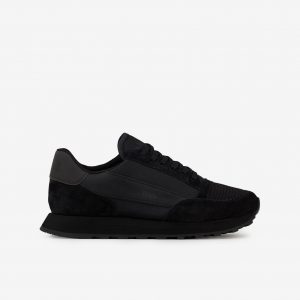 ARMANI EXCHANGE-SCARPE UOMO in suede con inserti in mesh NERE