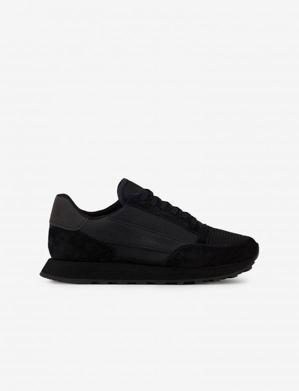 ARMANI EXCHANGE-SCARPE UOMO in suede con inserti in mesh NERE