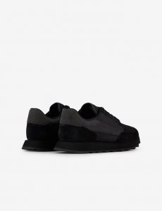 ARMANI EXCHANGE-SCARPE UOMO in suede con inserti in mesh NERE