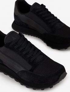 ARMANI EXCHANGE-SCARPE UOMO in suede con inserti in mesh NERE