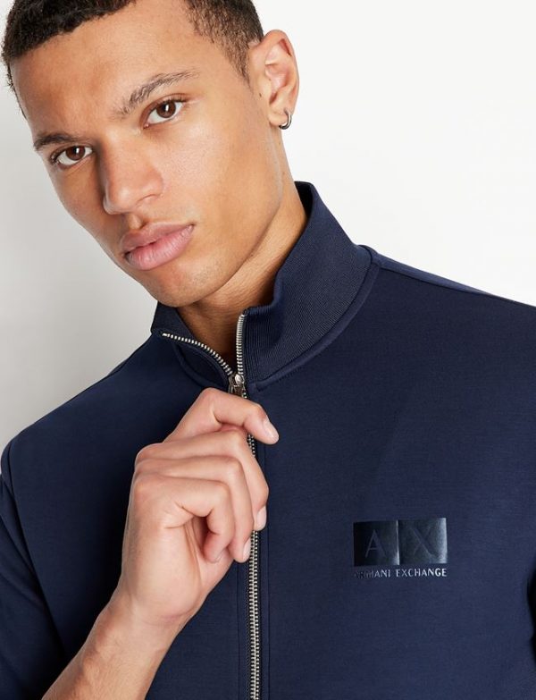 ARMANI EXCHANGE – Felpa Uomo in Jersey con Collo Alto Blue Navy