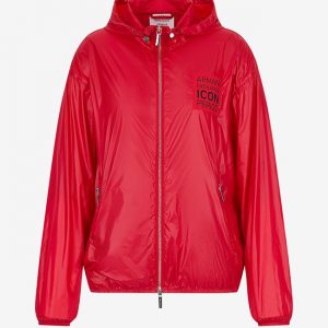 ARMANI EXCHANGE-Giubbotto leggero Icon period con cappuccio DONNA ROSSO