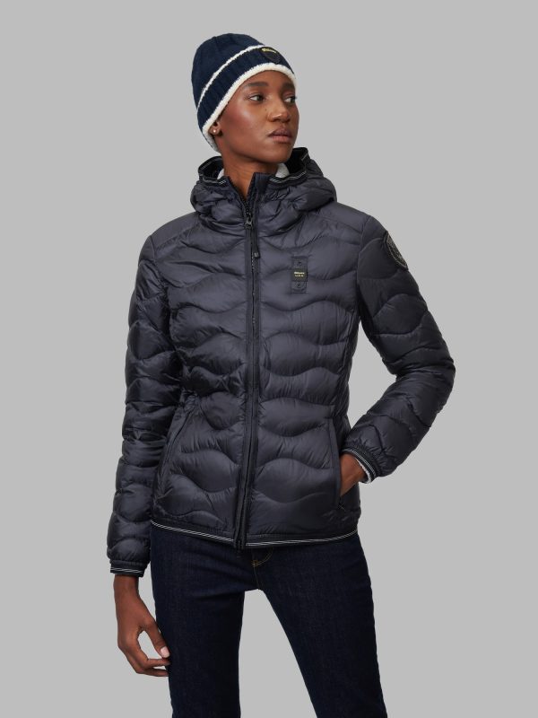 BLAUER-PIUMINO DONNA A ONDE CON CAPPUCCIO MONICA
