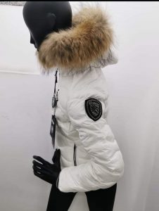 BLAUER-PIUMINO A ONDE CON CAPPUCCIO E PELLICCIA BIANCO DONNA
