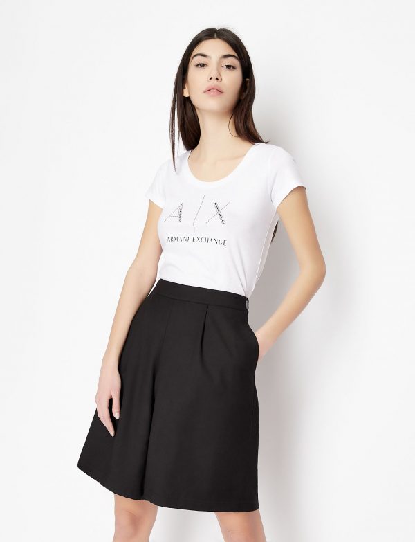 ARMANI EXCHANGE-T-shirt DONNA BIANCA fit in cotone Pima
