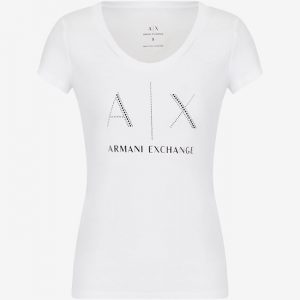 ARMANI EXCHANGE-T-shirt DONNA BIANCA fit in cotone Pima