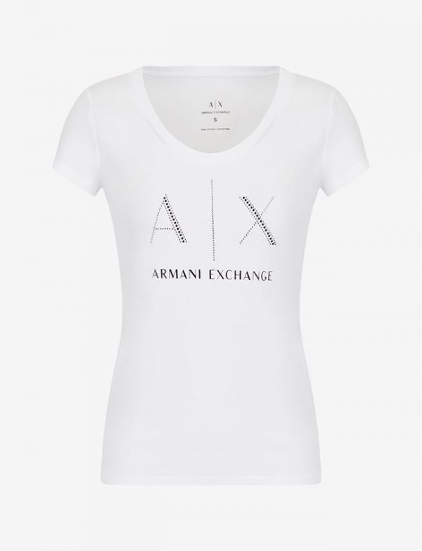 ARMANI EXCHANGE-T-shirt DONNA BIANCA fit in cotone Pima