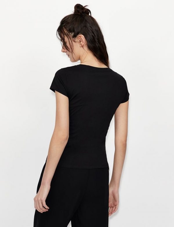 ARMANI EXCHANGE-T-shirt DONNA NERA fit in cotone Pima