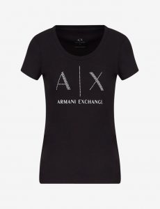 ARMANI EXCHANGE-T-shirt DONNA NERA fit in cotone Pima