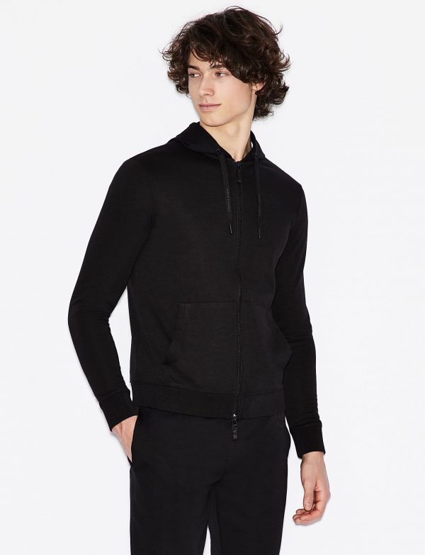 ARMANI EXCHANGE – Felpa Uomo con Zip e Cappuccio Nero