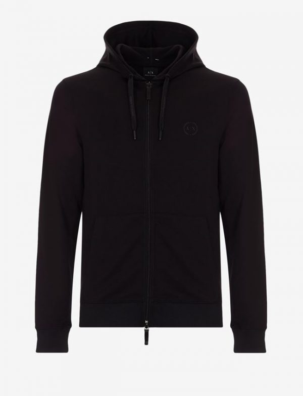 ARMANI EXCHANGE – Felpa Uomo con Zip e Cappuccio Nero