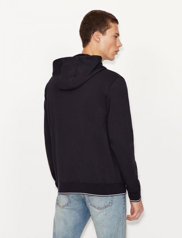 ARMANI EXCHANGE – Felpa Uomo con Cappuccio e Zip in Jersey di Cotone Stretch Blue