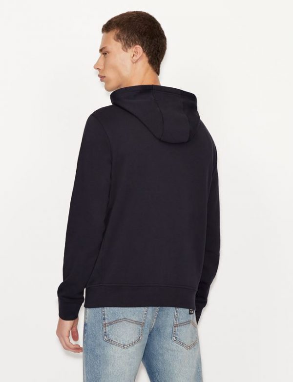 ARMANI EXCHANGE – Cardigan Uomo in Felpa di Cotone con Cappuccio Blue Navy