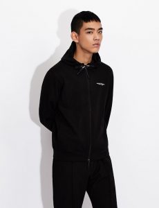 ARMANI EXCHANGE – Cardigan in Felpa di Cotone con Cappuccio Nero