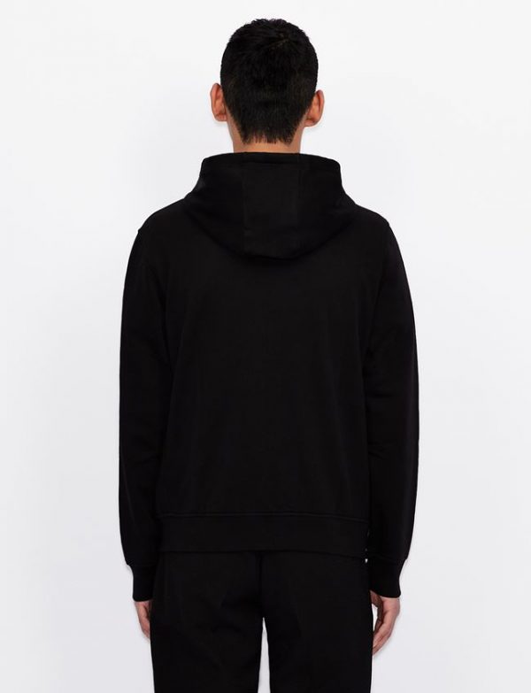 ARMANI EXCHANGE – Cardigan in Felpa di Cotone con Cappuccio Nero