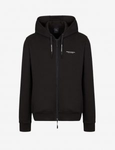 ARMANI EXCHANGE – Cardigan in Felpa di Cotone con Cappuccio Nero