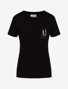 ARMANI EXCHANGE-T-shirt DONNA NERA regular fit con logo