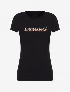 ARMANI EXCHANGE-T-SHIRT DONNA Nera CON LOGO