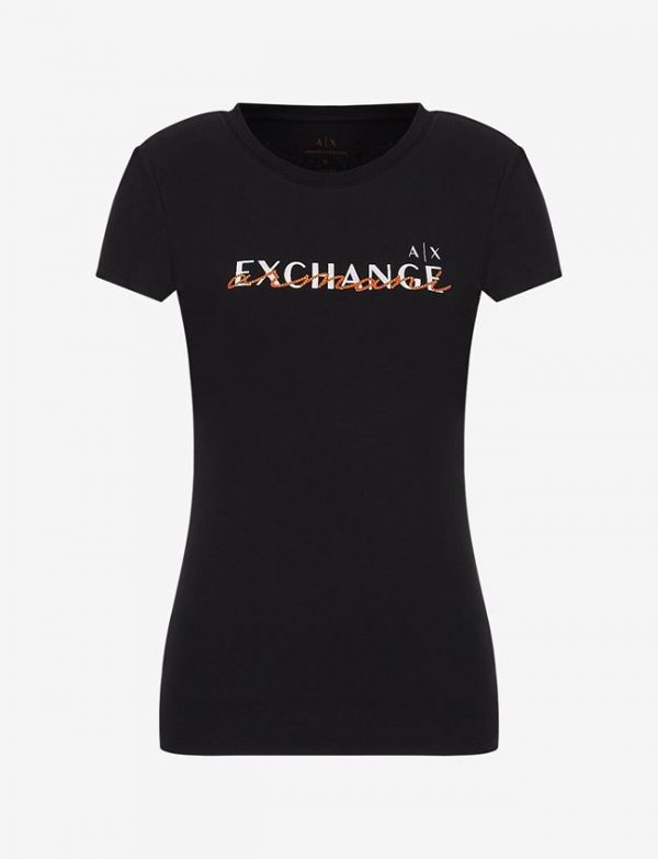ARMANI EXCHANGE-T-SHIRT DONNA Nera CON LOGO