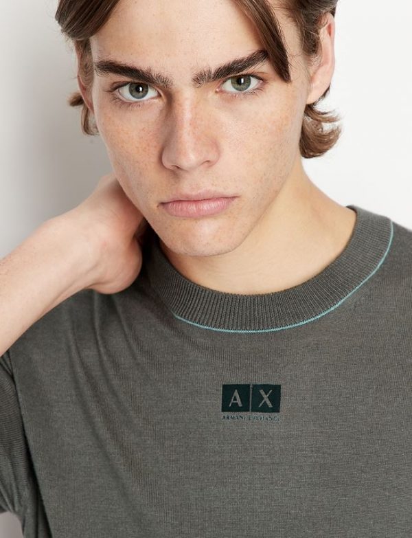 ARMANI EXCHANGE – Maglioncino Uomo Girocollo e Tinta Unita Verde