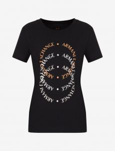 ARMANI EXCHANGE-T-SHIRT DONNA Nera CON STAMPA