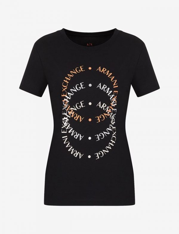 ARMANI EXCHANGE-T-SHIRT DONNA Nera CON STAMPA
