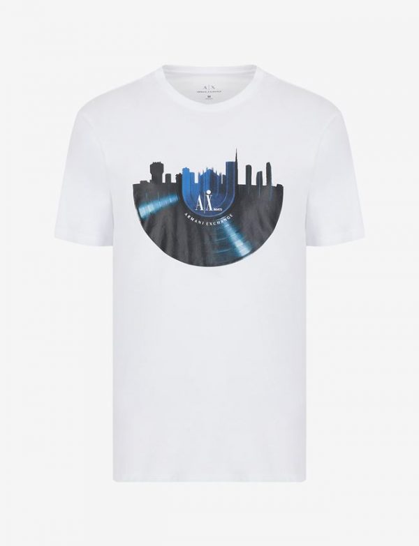ARMANI EXCHANGE-T-shirt UOMO regular fit in jersey di cotone BIANCA