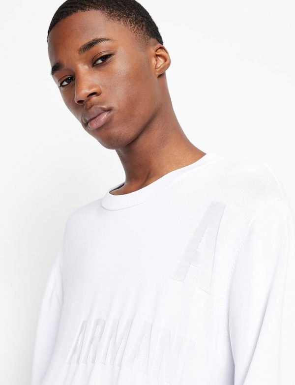 ARMANI EXCHANGE – Maglione Uomo Girocollo in Misto Viscoso Bianco
