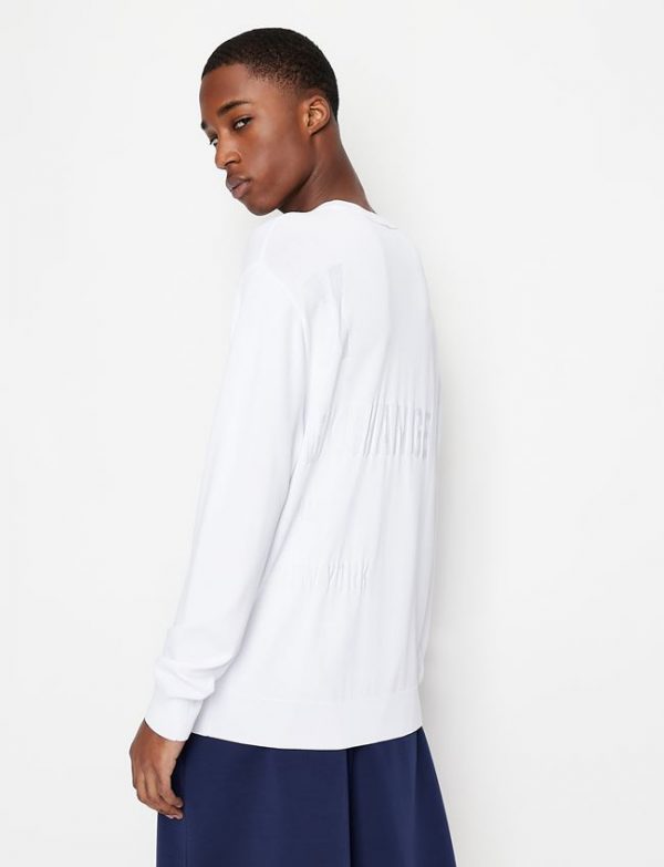 ARMANI EXCHANGE – Maglione Uomo Girocollo in Misto Viscoso Bianco