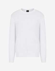 ARMANI EXCHANGE – Maglione Uomo Girocollo in Misto Viscoso Bianco