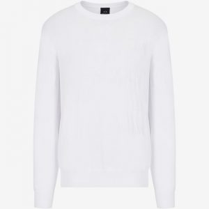 ARMANI EXCHANGE – Maglione Uomo Girocollo in Misto Viscoso Bianco