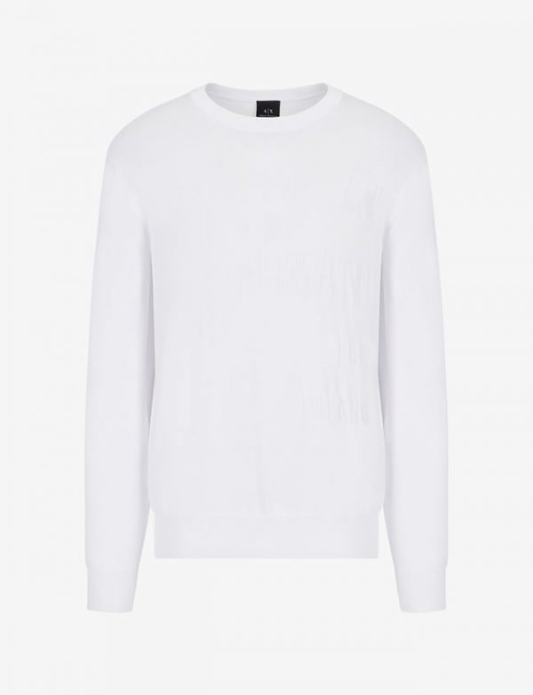 ARMANI EXCHANGE – Maglione Uomo Girocollo in Misto Viscoso Bianco