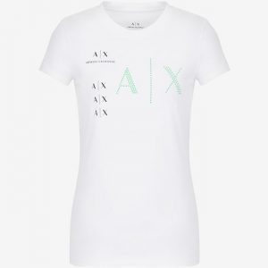 ARMANI EXCHANGE-T-shirt DONNA BIANCA regular fit in cotone stretch