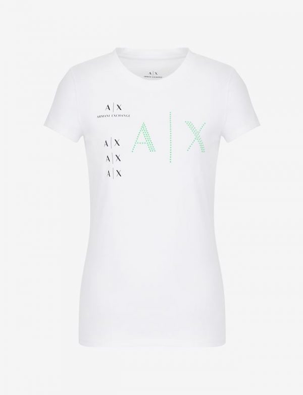 ARMANI EXCHANGE-T-shirt DONNA BIANCA regular fit in cotone stretch