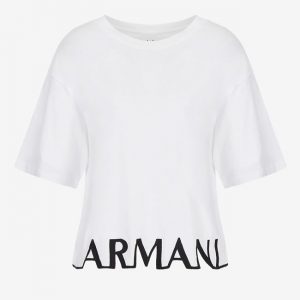 ARMANI EXCHANGE-T-shirt  DONNA BIANCA cropped in cotone organico