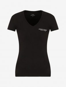 ARMANI EXCHANGE-T-shirt DONNA slim fit scollo a V in jersey di cotone