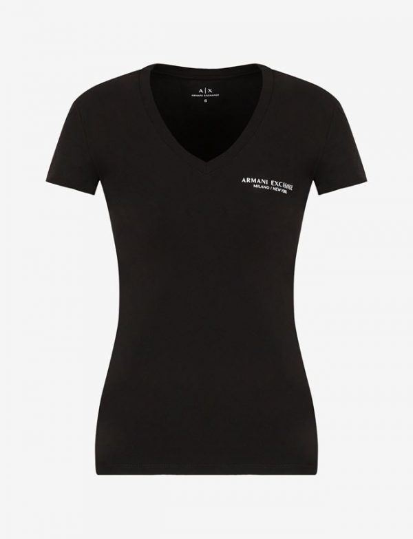 ARMANI EXCHANGE-T-shirt DONNA slim fit scollo a V in jersey di cotone