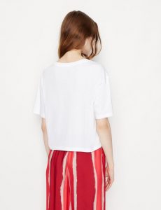ARMANI EXCHANGE-T-shirt DONNA BIANCA cropped in cotone organico