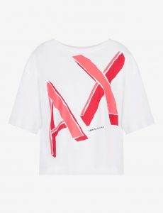 ARMANI EXCHANGE-T-shirt DONNA BIANCA cropped in cotone organico
