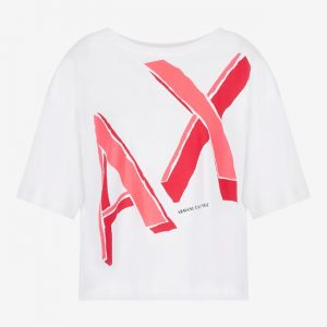 ARMANI EXCHANGE-T-shirt DONNA BIANCA cropped in cotone organico