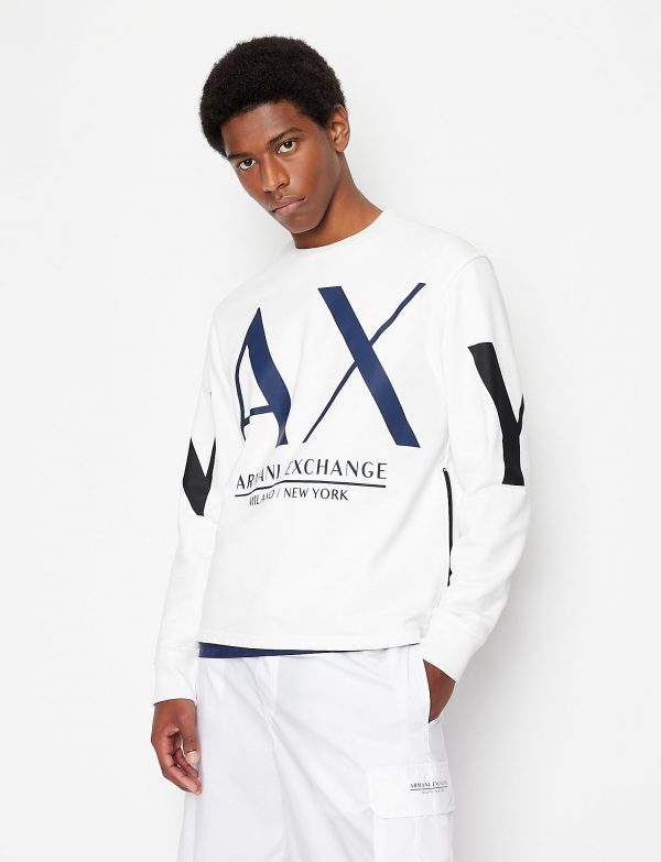ARMANI EXCHANGE – Felpa Uomo Girocollo in Cotone con Zip Laterali