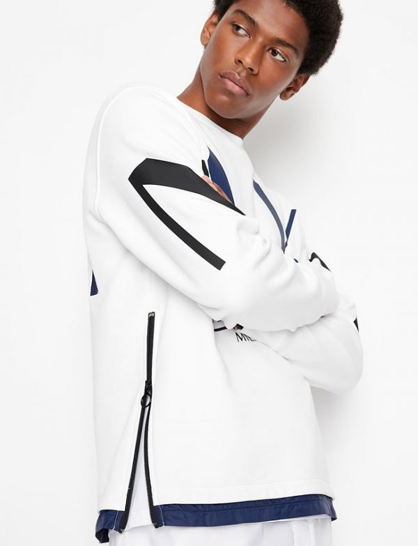 ARMANI EXCHANGE – Felpa Uomo Girocollo in Cotone con Zip Laterali