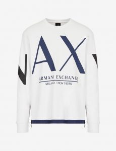 ARMANI EXCHANGE – Felpa Uomo Girocollo in Cotone con Zip Laterali