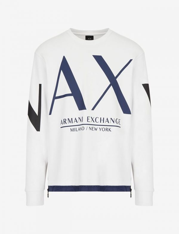 ARMANI EXCHANGE – Felpa Uomo Girocollo in Cotone con Zip Laterali