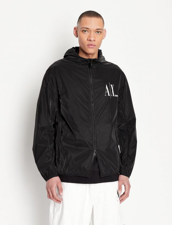 ARMANI EXCHANGE – Blouson in Nylon Light con Cappuccio Nero